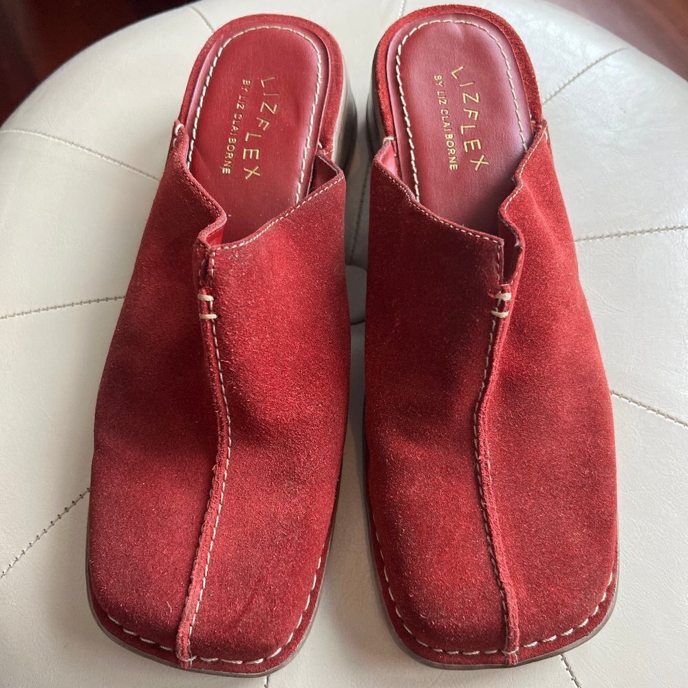 Vintage 90's Lizflex Slip-on Red Suede Loafers, Size 8M